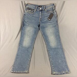 True Religion Jeans Geno SN Flap Slim 34 x 32 Medium Fog Wash NWT MSRP $159